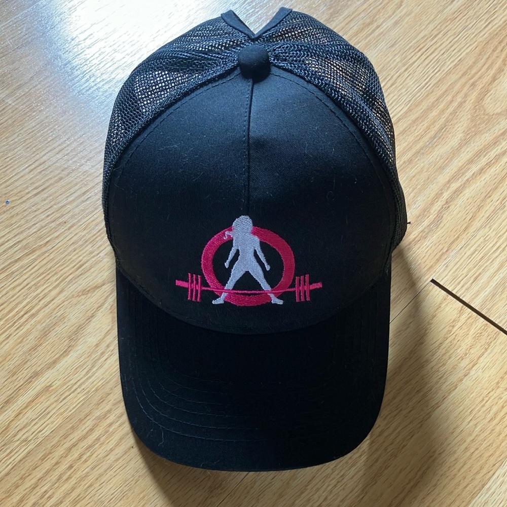 WOMEN WHO LIFT WEIGHTS Hot Pink and Black Baseball Hat with Embroidery